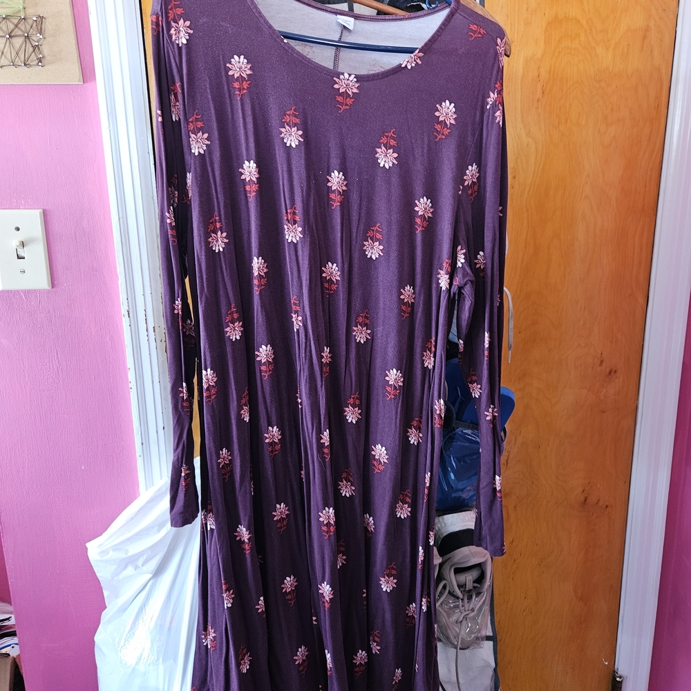 Old Navy Plum Floral Long Sleeve Dress